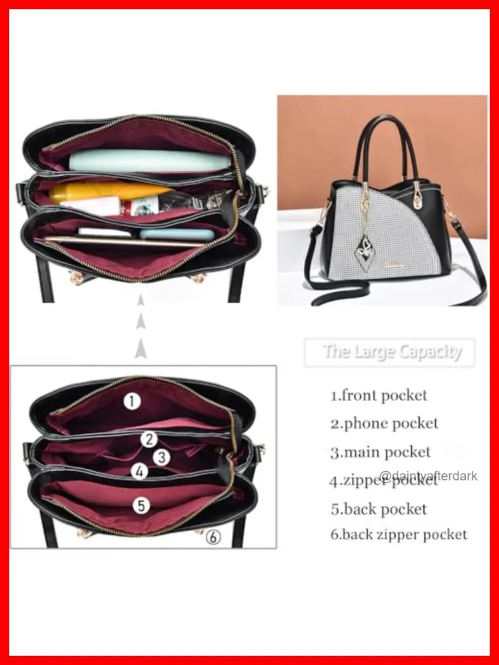 Satchel Shoulder Bag Tote Handbag Faux Leather with Gold Hardware Zipper